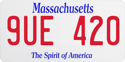 MA license plate 9UE420