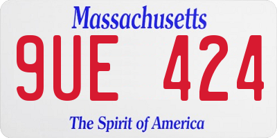 MA license plate 9UE424