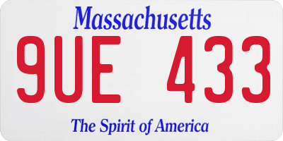 MA license plate 9UE433