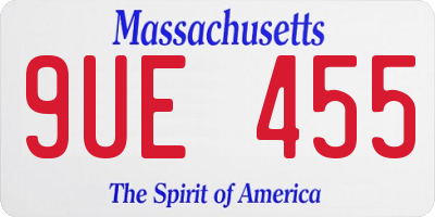 MA license plate 9UE455