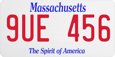 MA license plate 9UE456