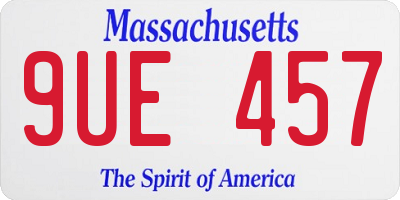 MA license plate 9UE457