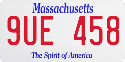 MA license plate 9UE458