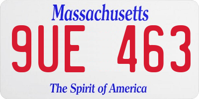 MA license plate 9UE463