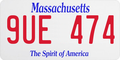 MA license plate 9UE474