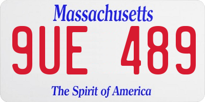 MA license plate 9UE489