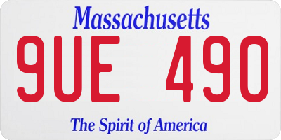 MA license plate 9UE490