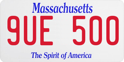 MA license plate 9UE500