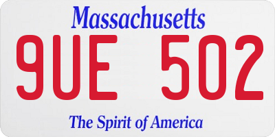 MA license plate 9UE502