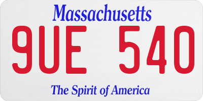 MA license plate 9UE540