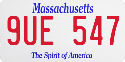 MA license plate 9UE547