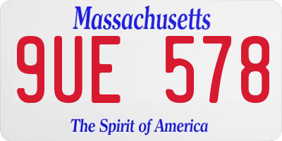 MA license plate 9UE578