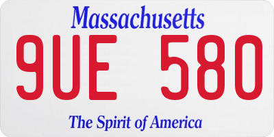 MA license plate 9UE580