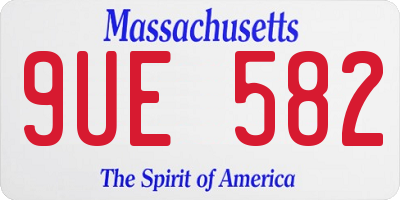 MA license plate 9UE582