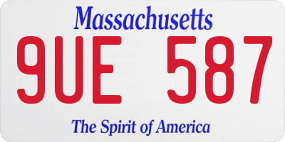 MA license plate 9UE587