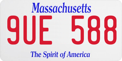 MA license plate 9UE588