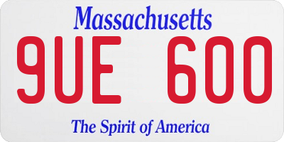 MA license plate 9UE600