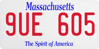 MA license plate 9UE605