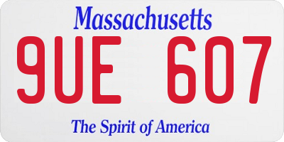 MA license plate 9UE607