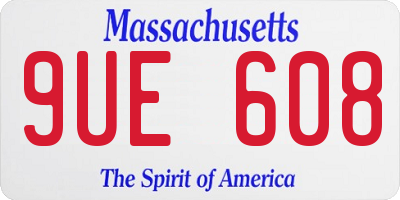 MA license plate 9UE608