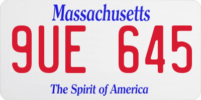 MA license plate 9UE645