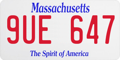 MA license plate 9UE647