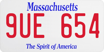 MA license plate 9UE654