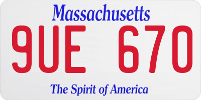 MA license plate 9UE670