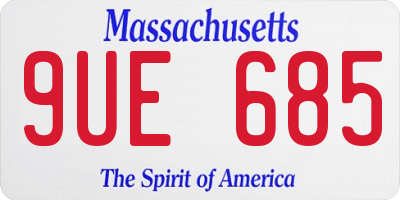 MA license plate 9UE685