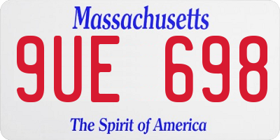 MA license plate 9UE698