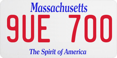 MA license plate 9UE700