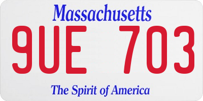 MA license plate 9UE703
