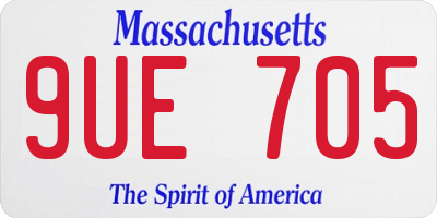 MA license plate 9UE705