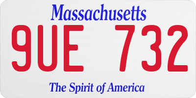 MA license plate 9UE732