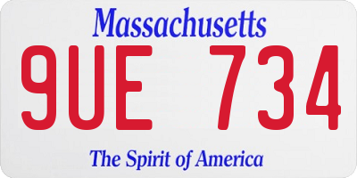MA license plate 9UE734