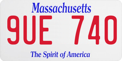 MA license plate 9UE740