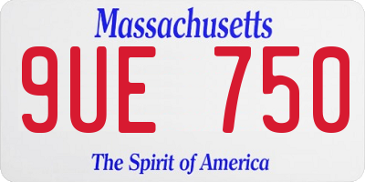 MA license plate 9UE750