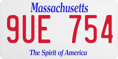 MA license plate 9UE754