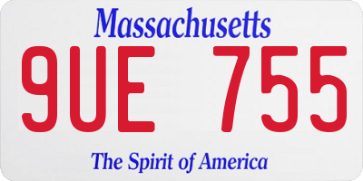 MA license plate 9UE755