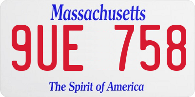 MA license plate 9UE758
