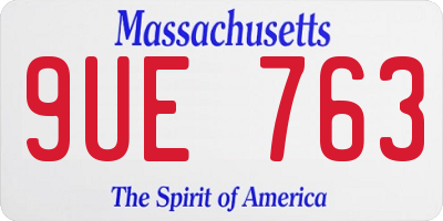 MA license plate 9UE763