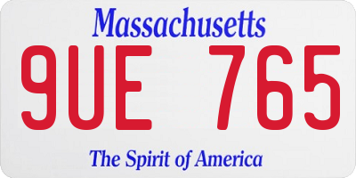 MA license plate 9UE765