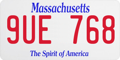 MA license plate 9UE768