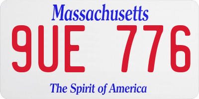 MA license plate 9UE776