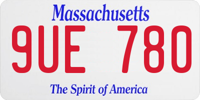 MA license plate 9UE780