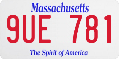MA license plate 9UE781