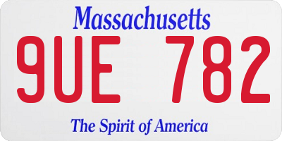 MA license plate 9UE782