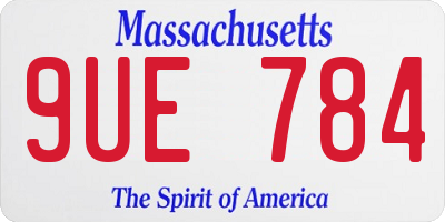 MA license plate 9UE784