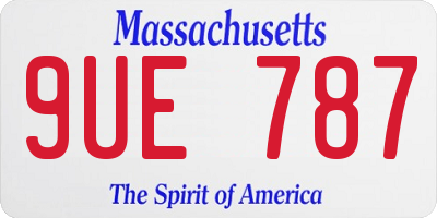 MA license plate 9UE787