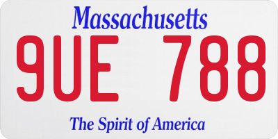 MA license plate 9UE788